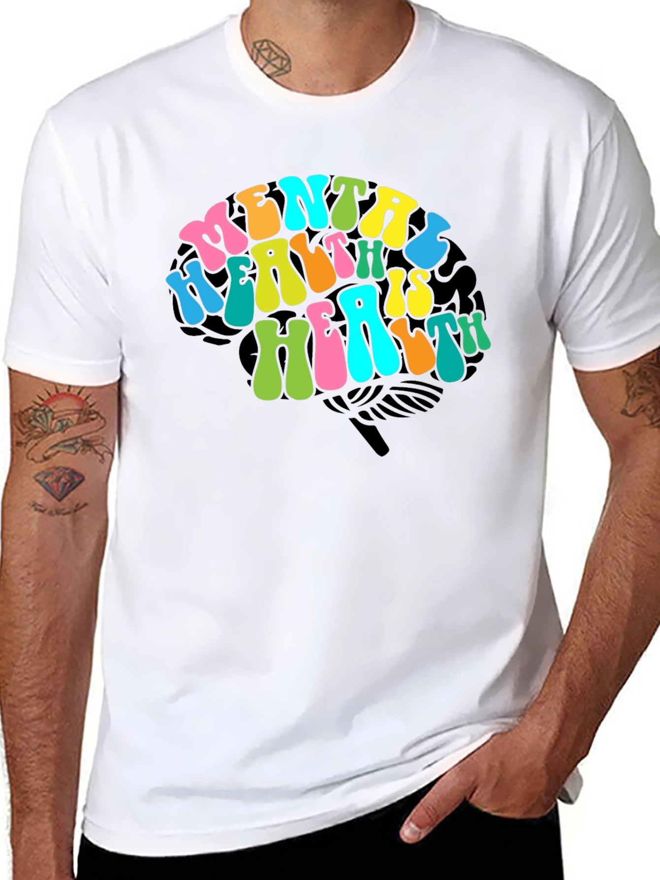 Black Mental Health Brain Graphic T-Shirt view 8