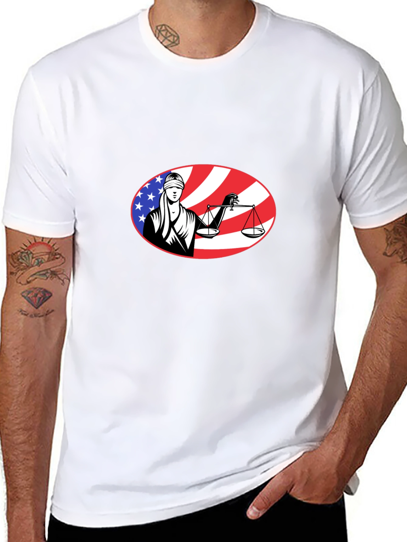 Scales of Justice American Flag T-Shirt - 8