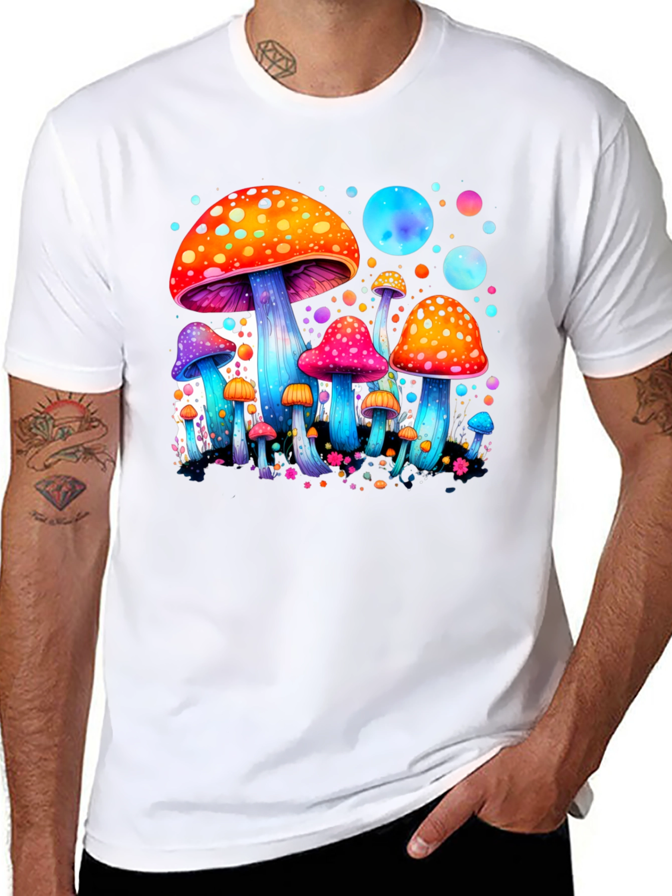 Black Psychedelic Mushroom T-Shirt - Unique Graphic Tee view 8