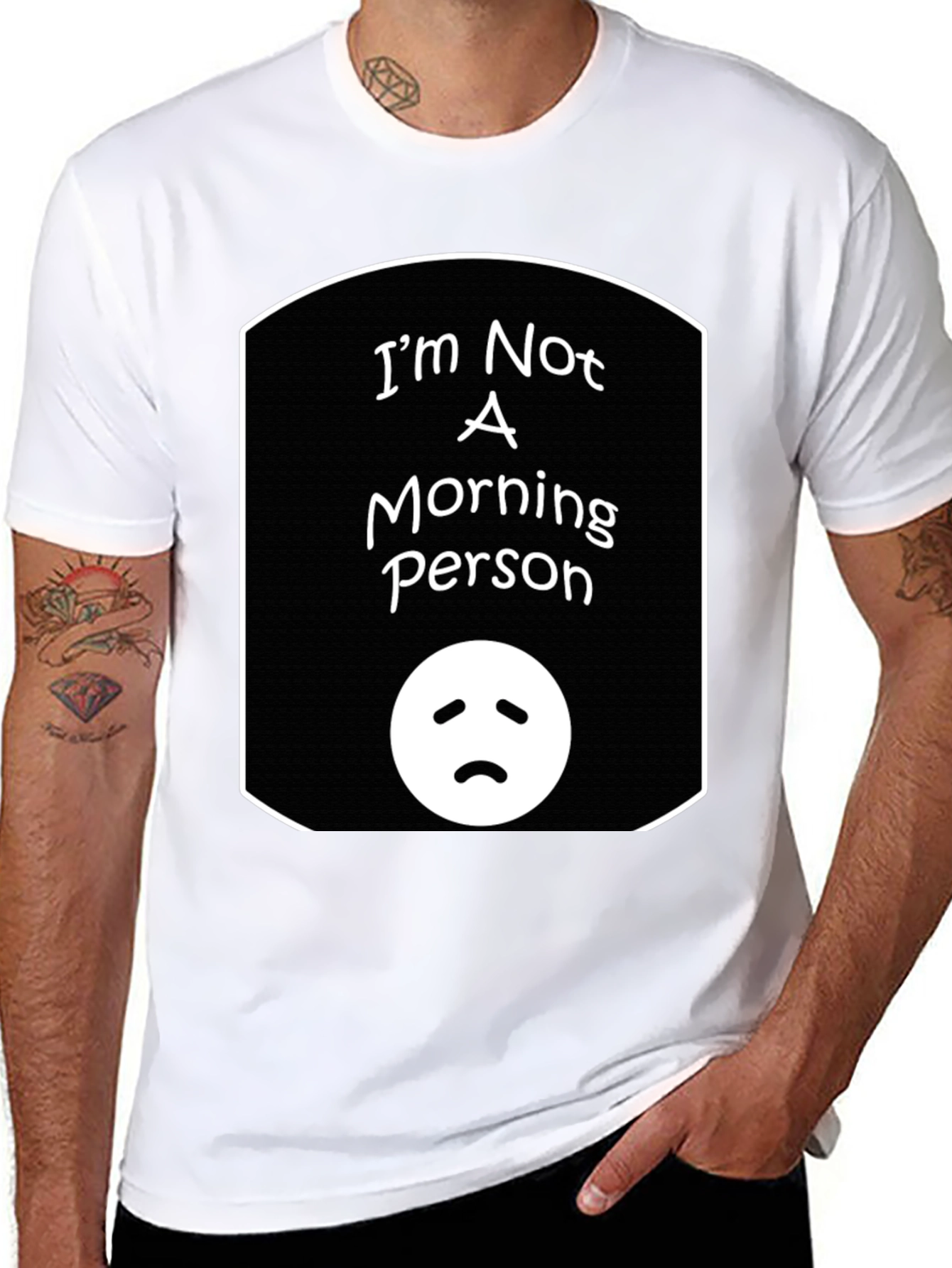 Black Funny "I'm Not a Morning Person" Graphic Tee view 8