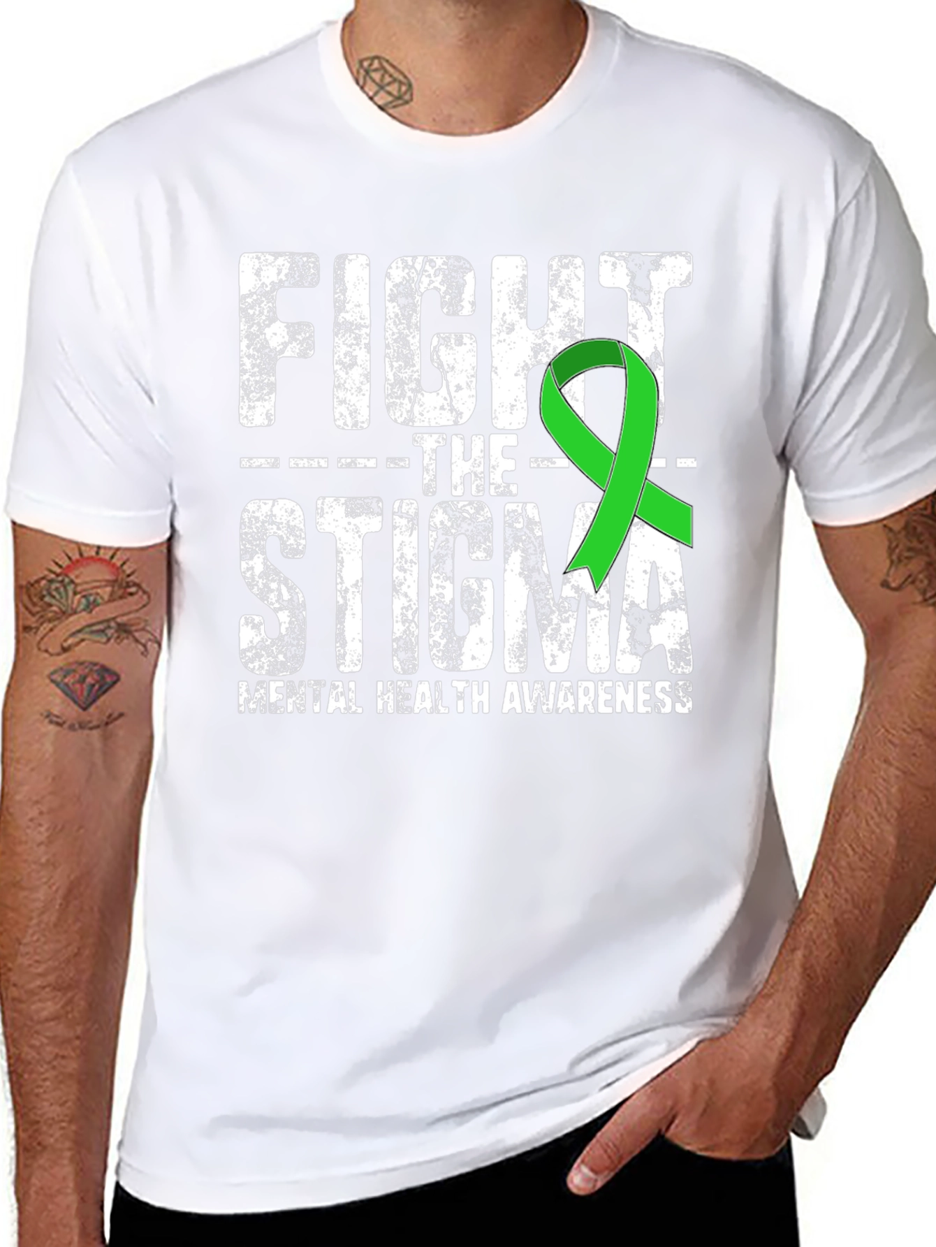 Black Fight The Stigma Mental Health Awareness T-Shirt view 8