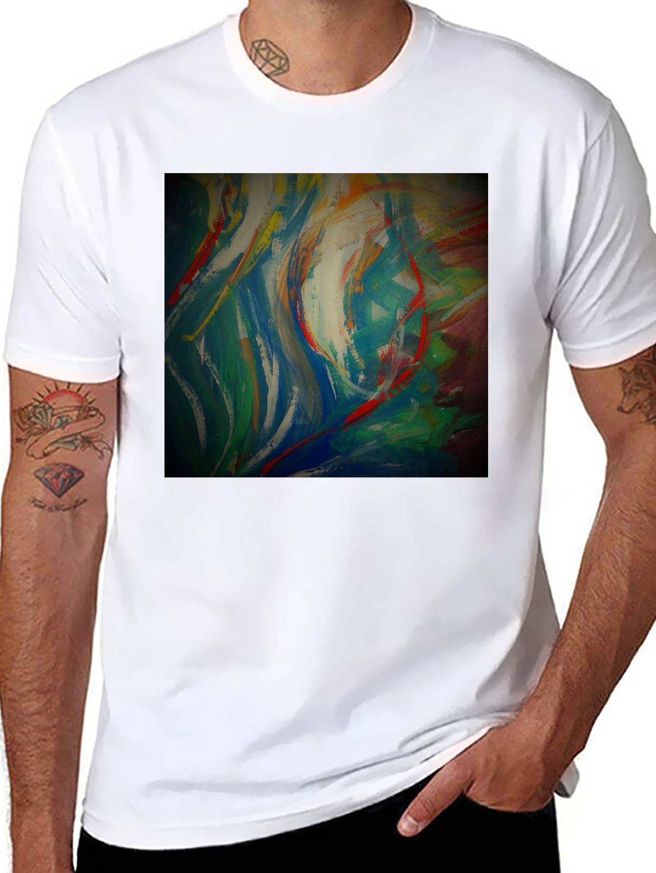 Black Abstract Art Graphic Tee - Modern Style view 8