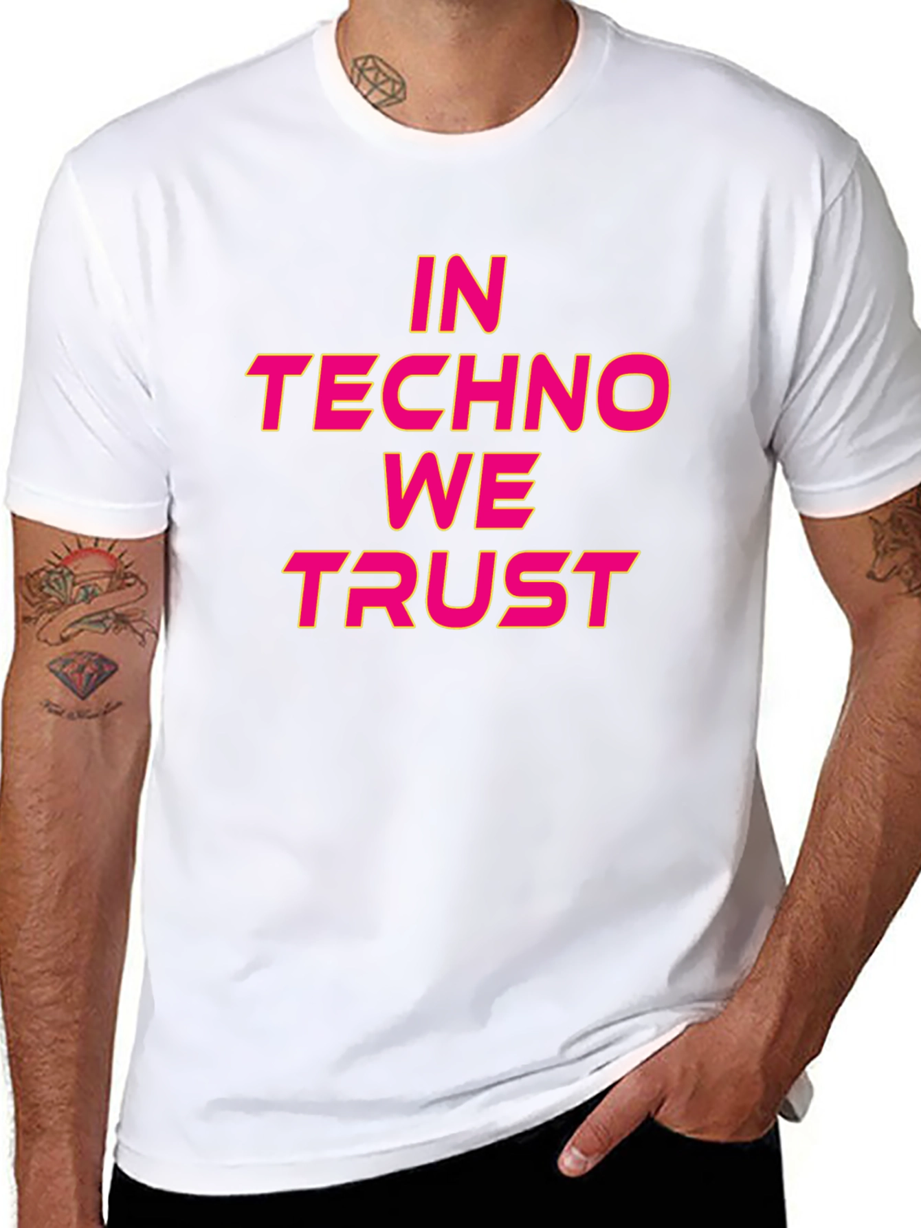 Black In Techno We Trust Black Graphic T-Shirt view 8