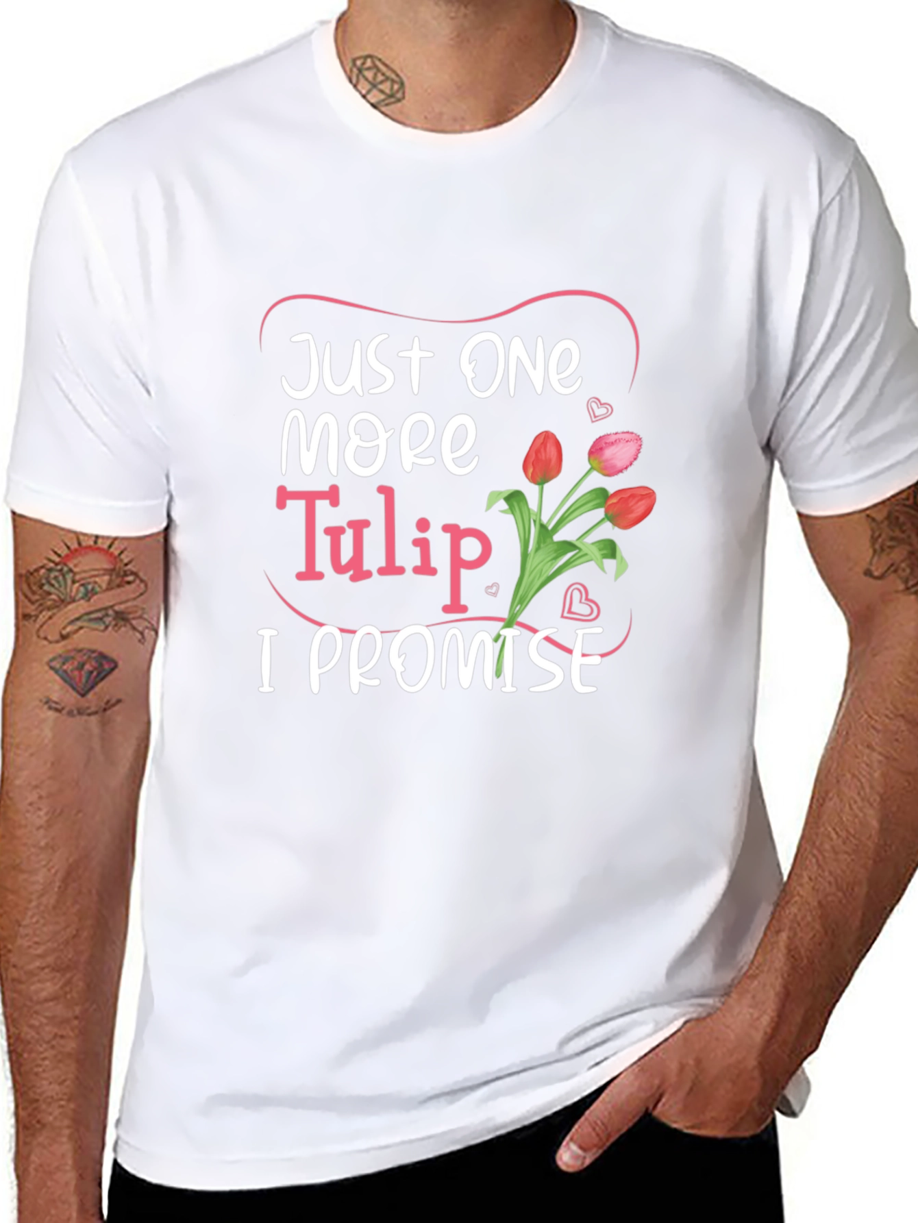 Black Just One More Tulip Graphic Tee view 8
