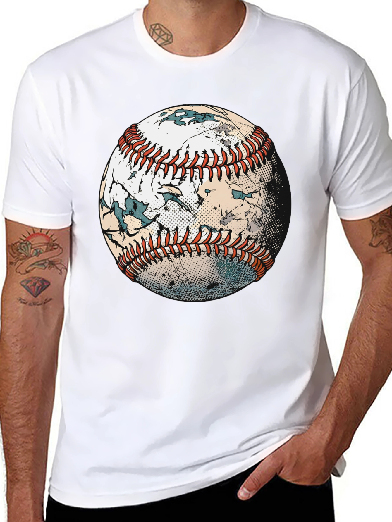 Black Distressed Baseball Graphic T-Shirt view 8