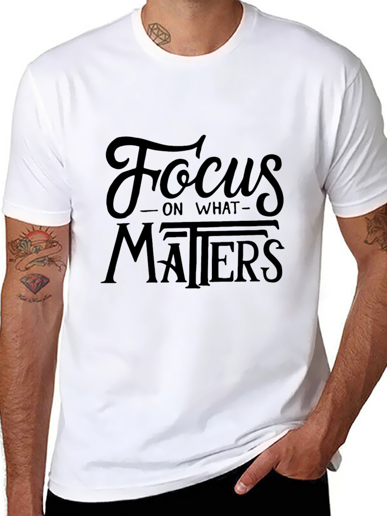 Black Focus on What Matters Black T-Shirt view 8