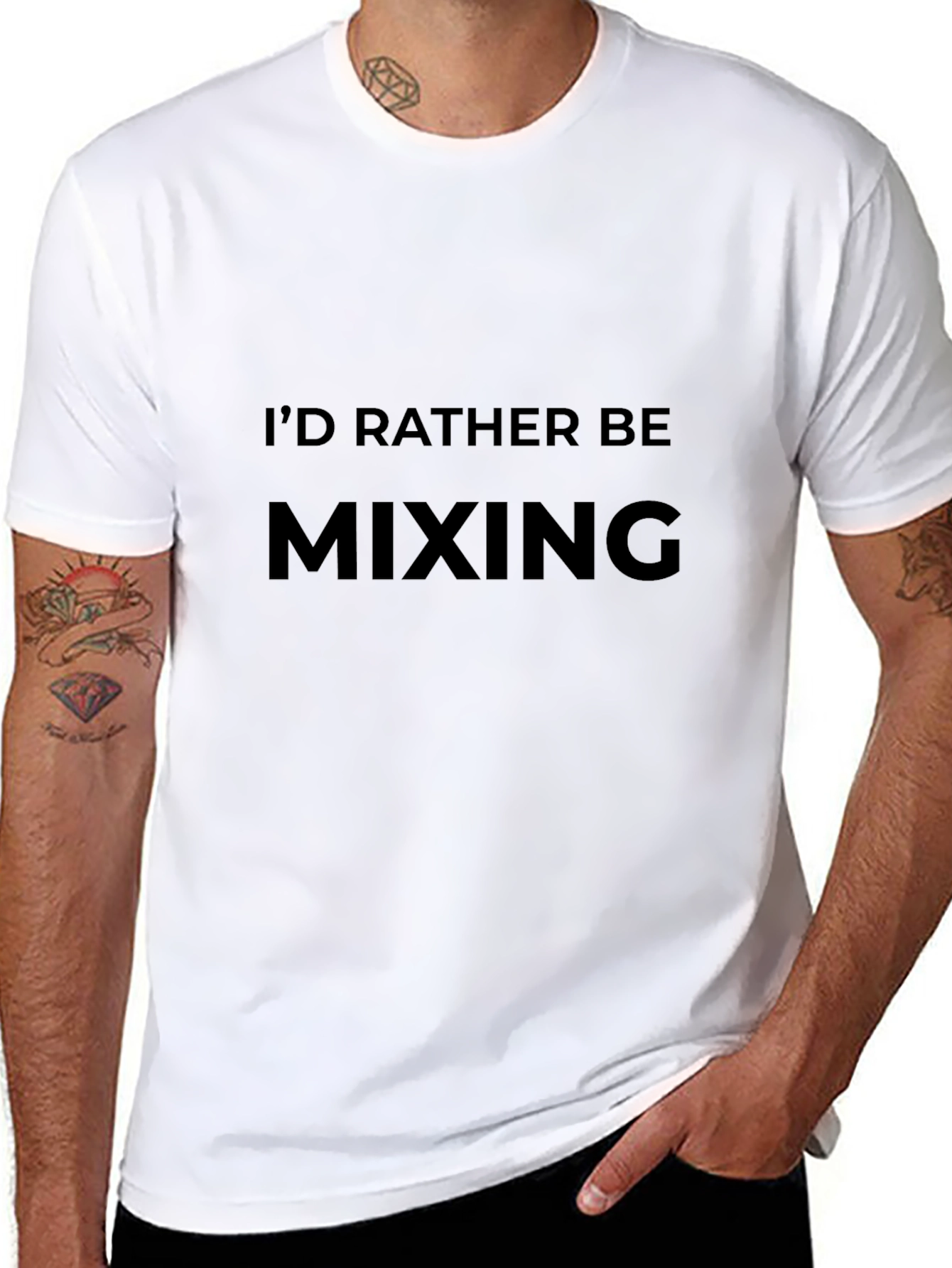 Black I'd Rather Be Mixing T-Shirt - Black Crew Neck view 8