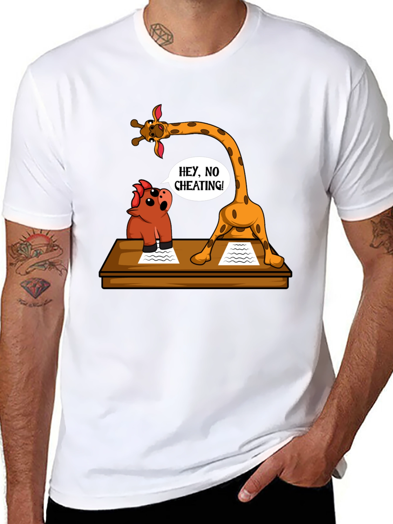 Black Funny Cheating Giraffe T-Shirt view 8