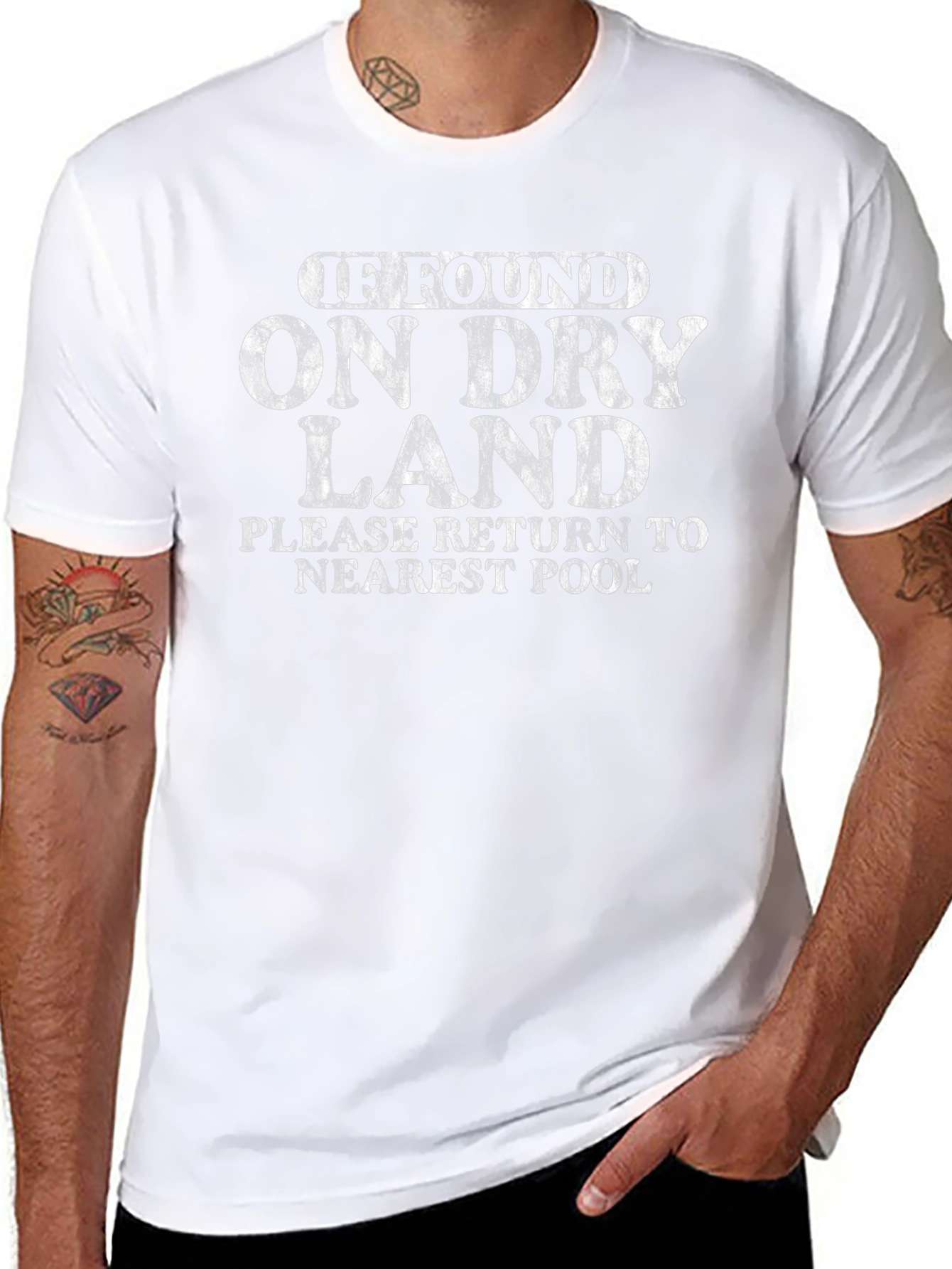 Black Humorous If Found On Dry Land Graphic T-Shirt view 8