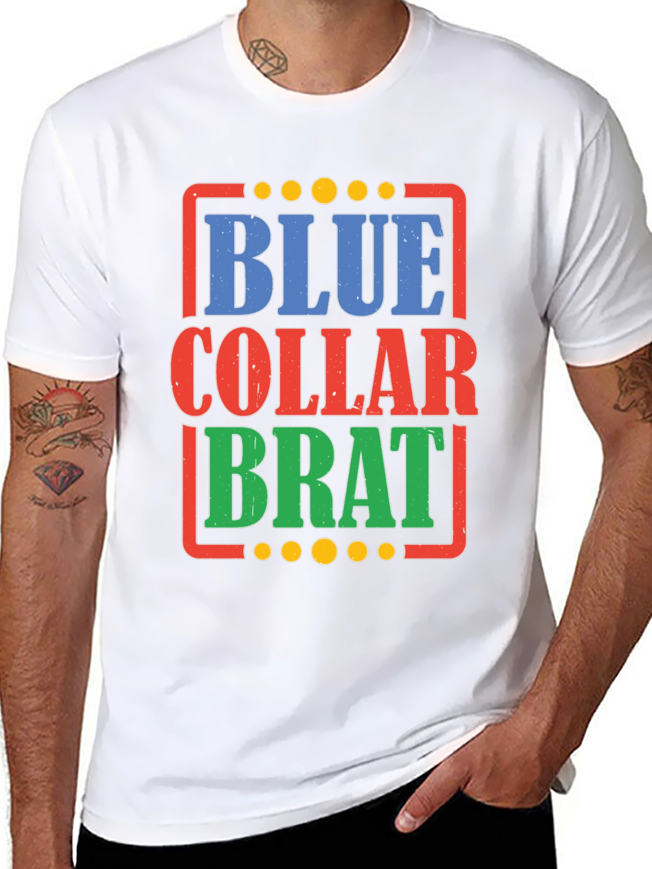 Black Blue Collar Brat Graphic T-Shirt view 8