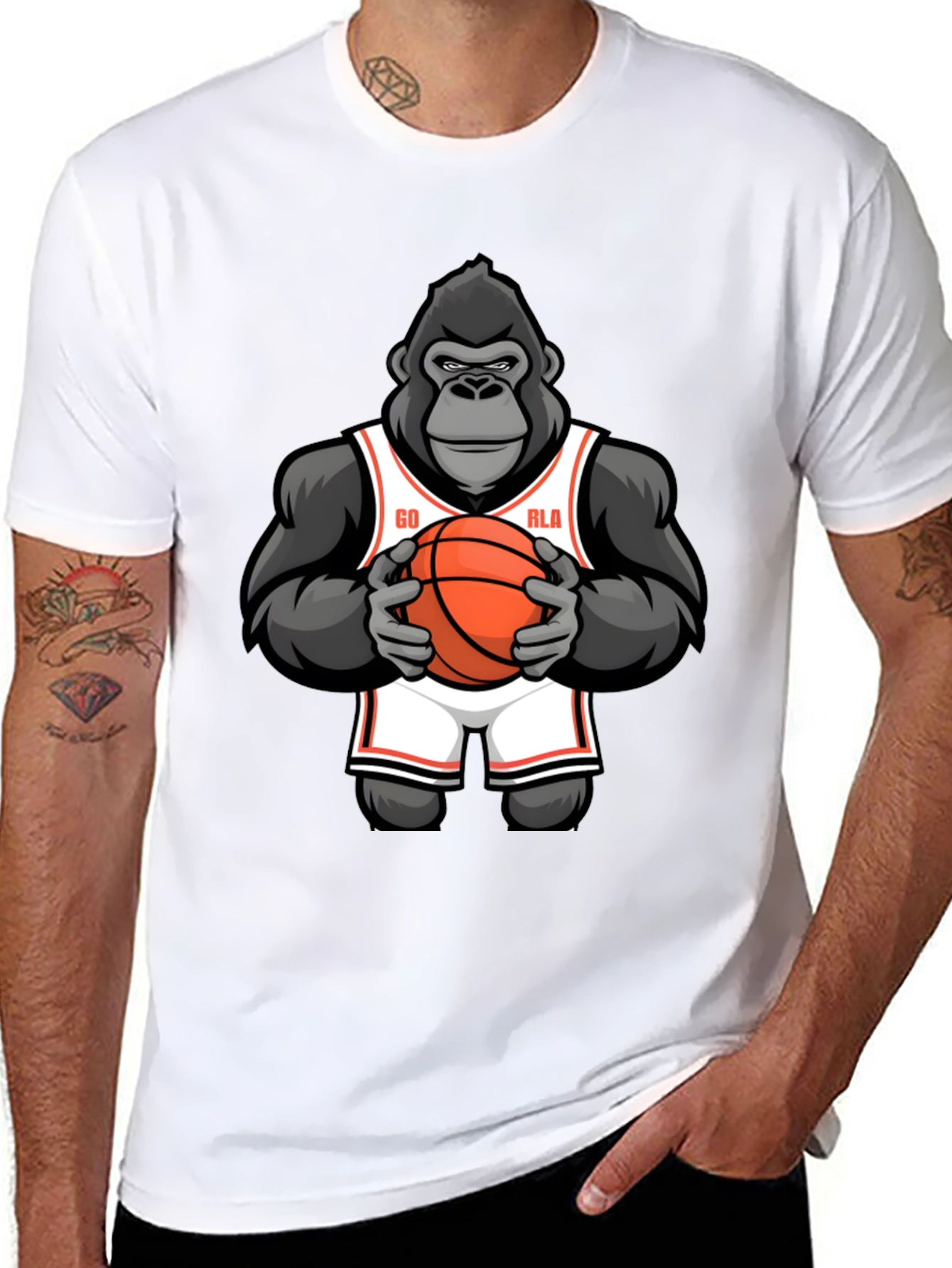 Black Gorilla Basketball Graphic T-Shirt view 8