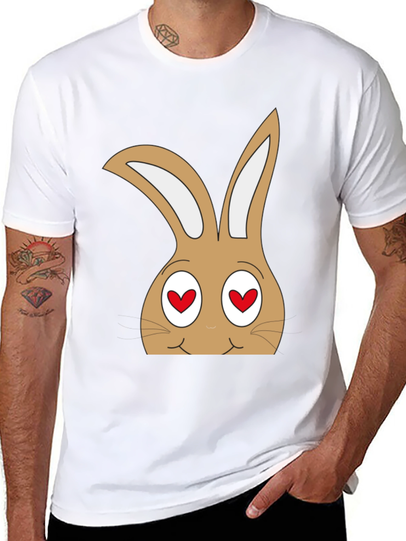 Black Funny Bunny Heart Eyes T-Shirt view 8