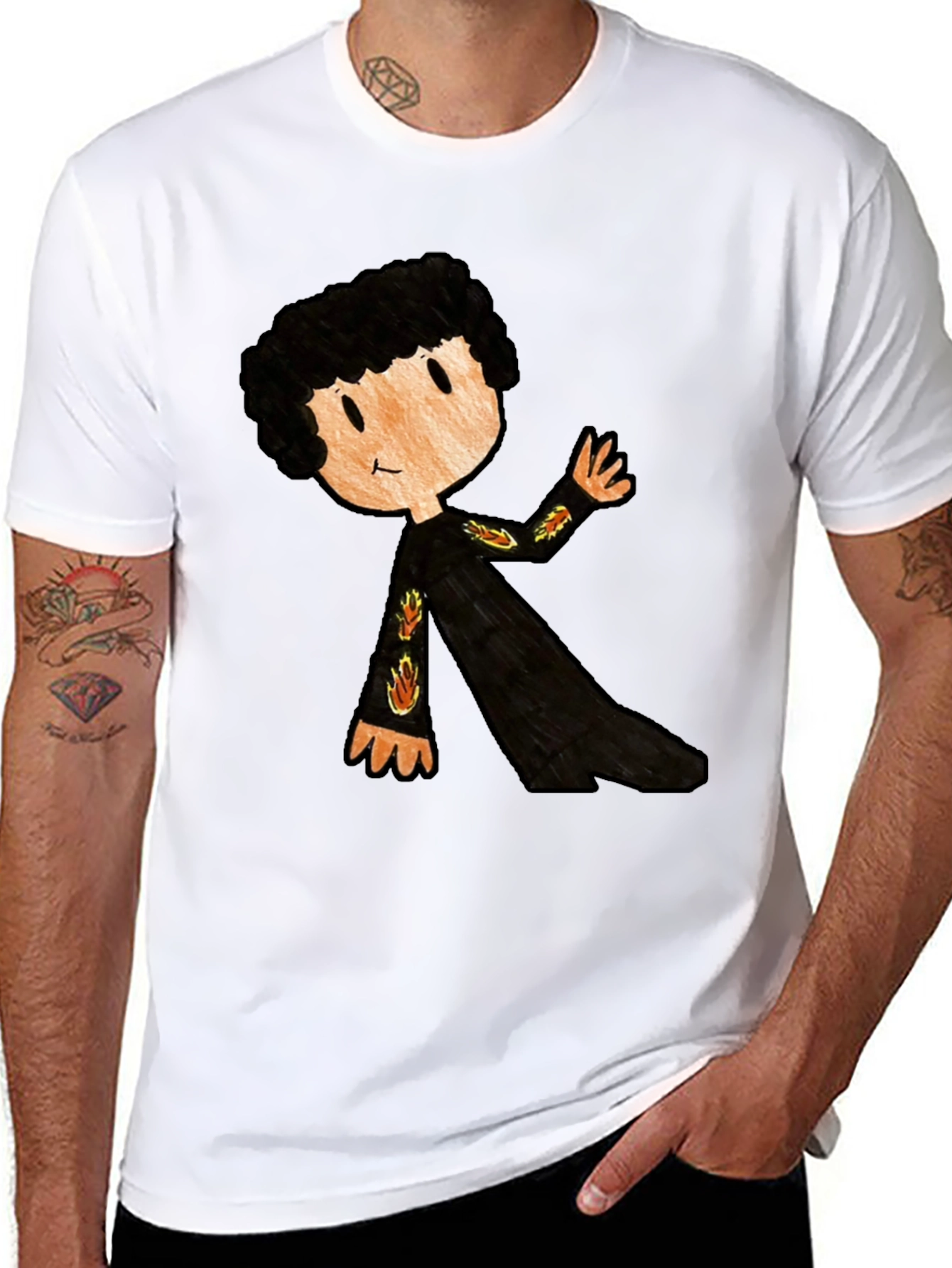 Black Cartoon Character Black T-Shirt view 8