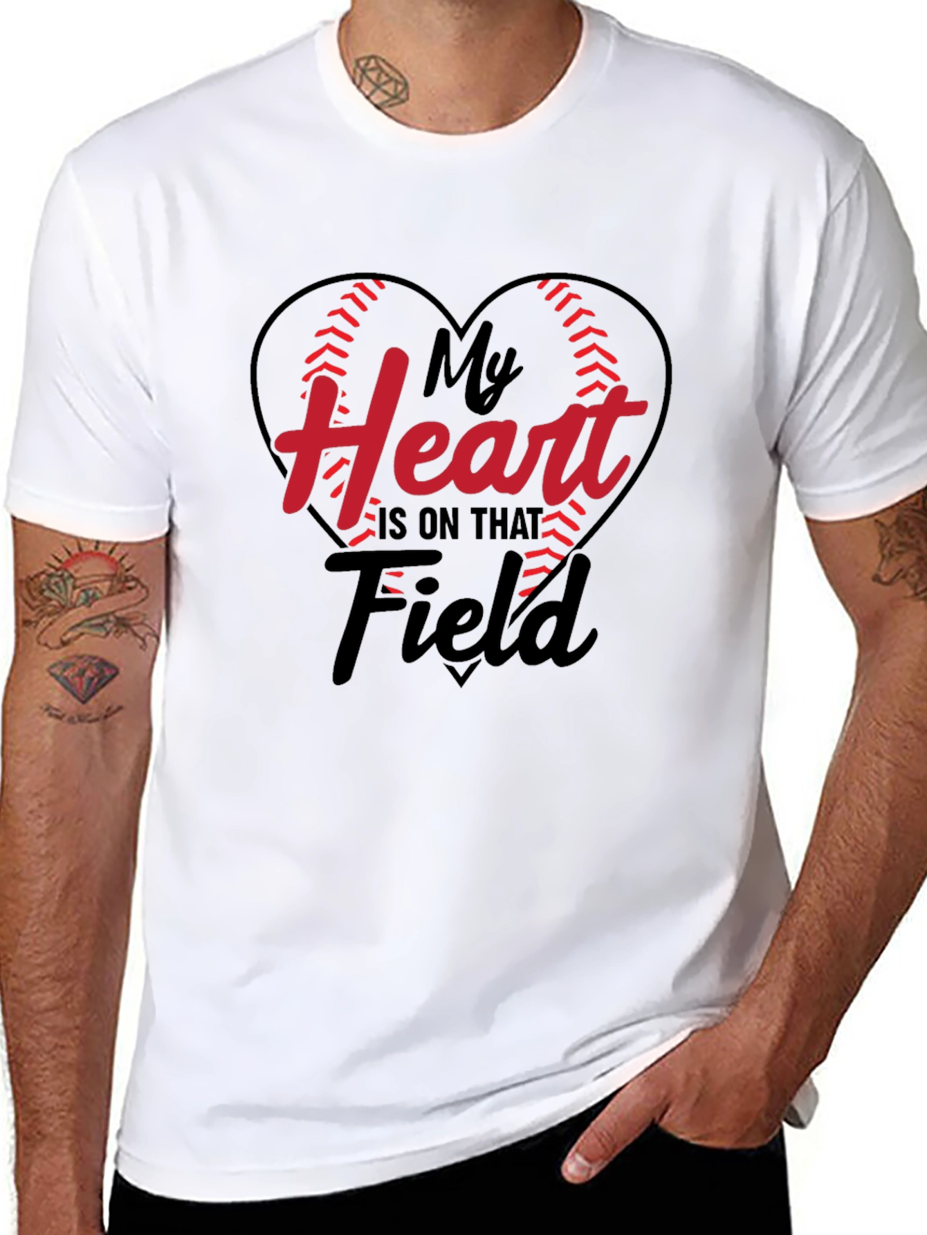 Black Baseball Heart Graphic Tee - Game Day T-Shirt view 8