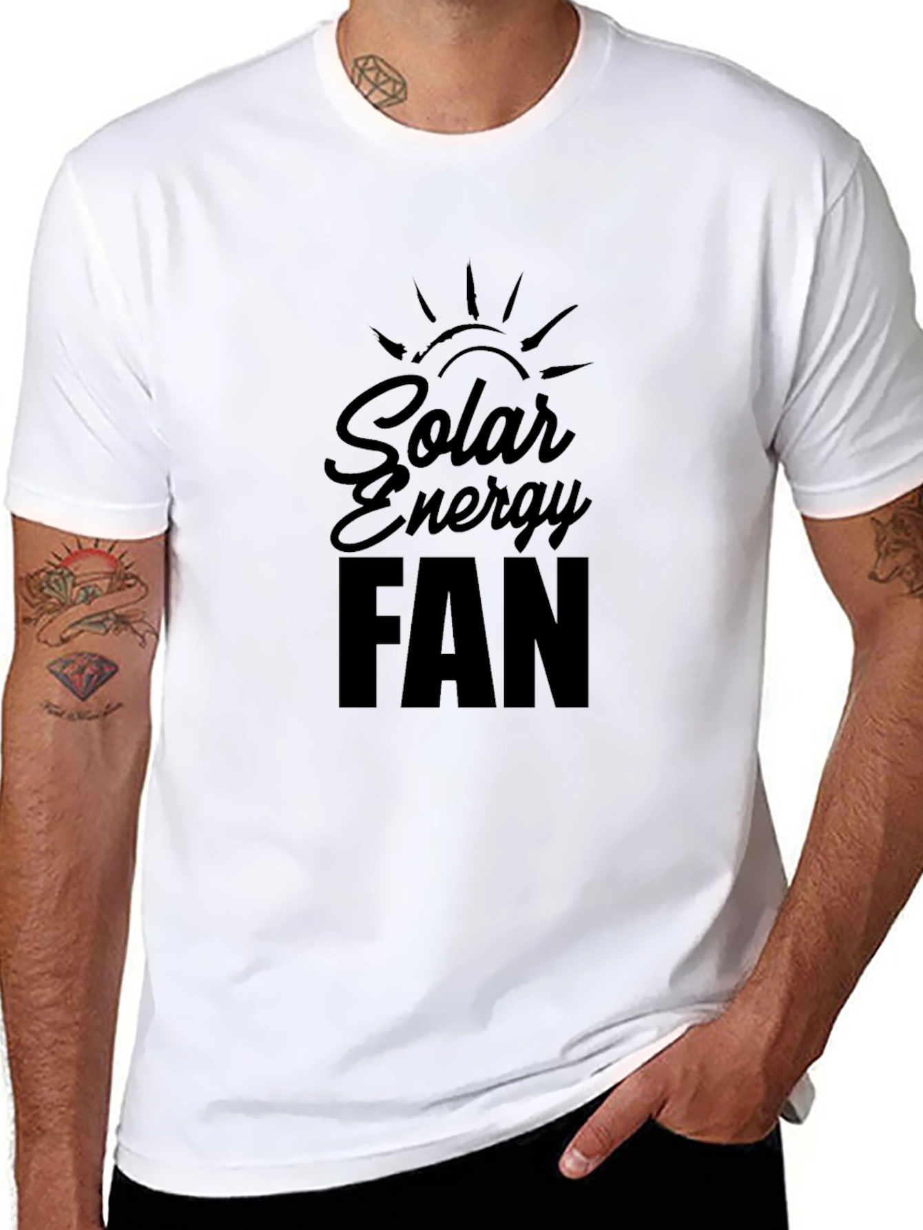 Black Solar Energy Fan Black T-Shirt view 8