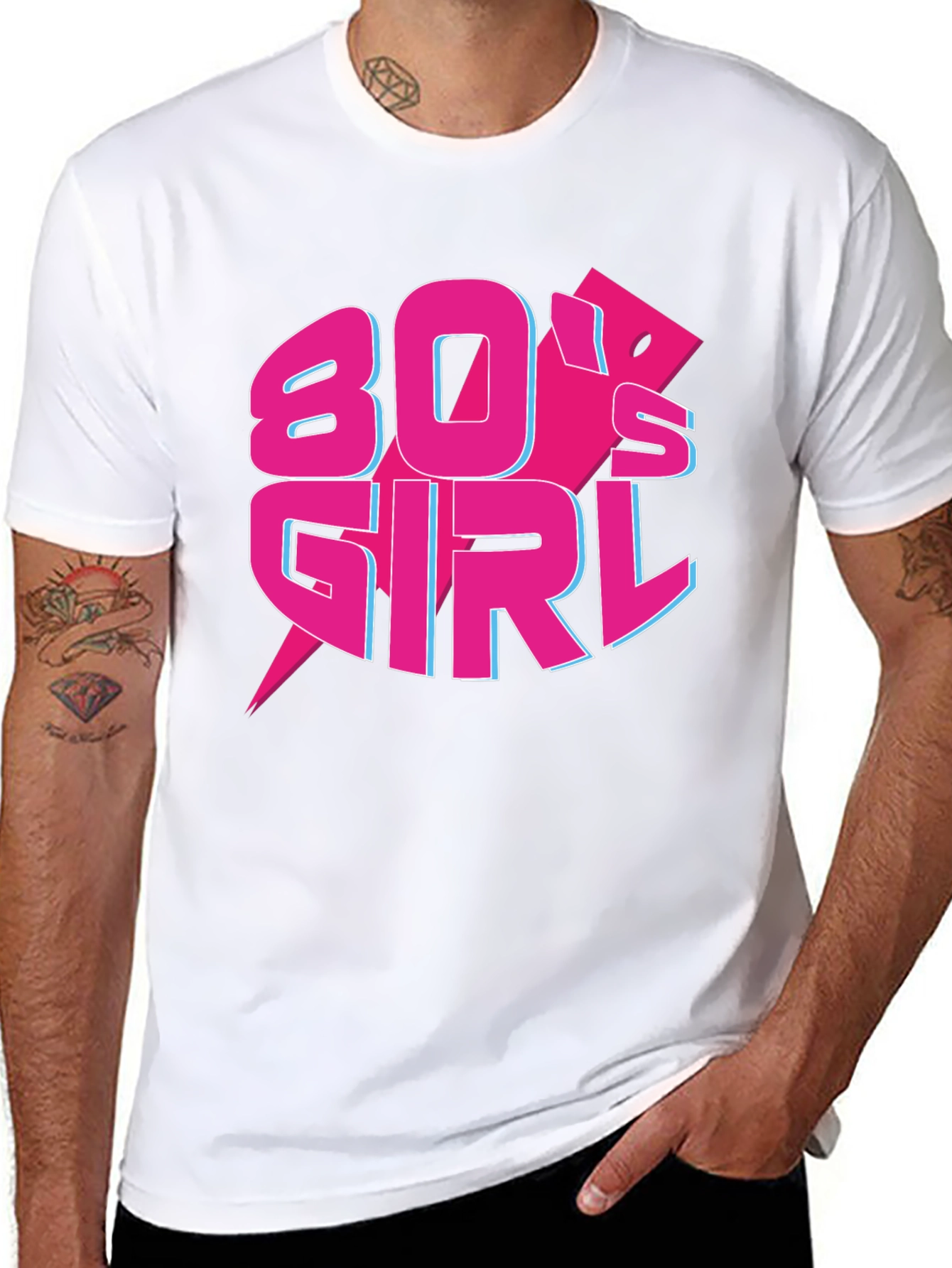 Black 80's Girl Retro T-Shirt view 8