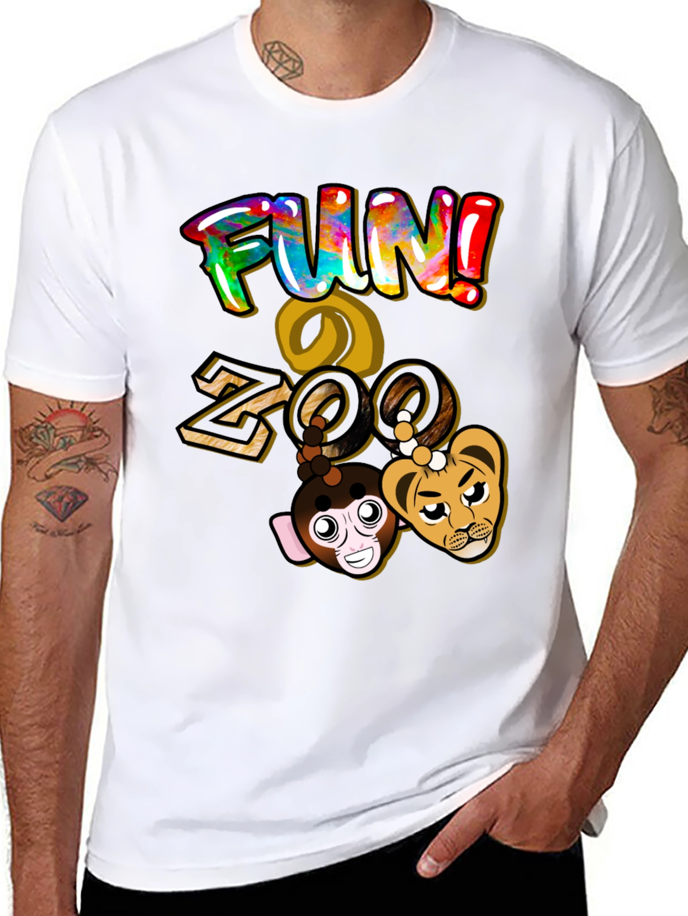 Black Fun Zoo Graphic T-Shirt - Black Cotton Tee view 8