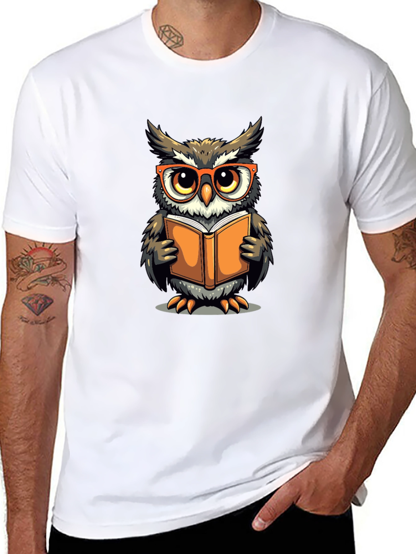 Black Owl Reading Book Graphic T-Shirt view 8