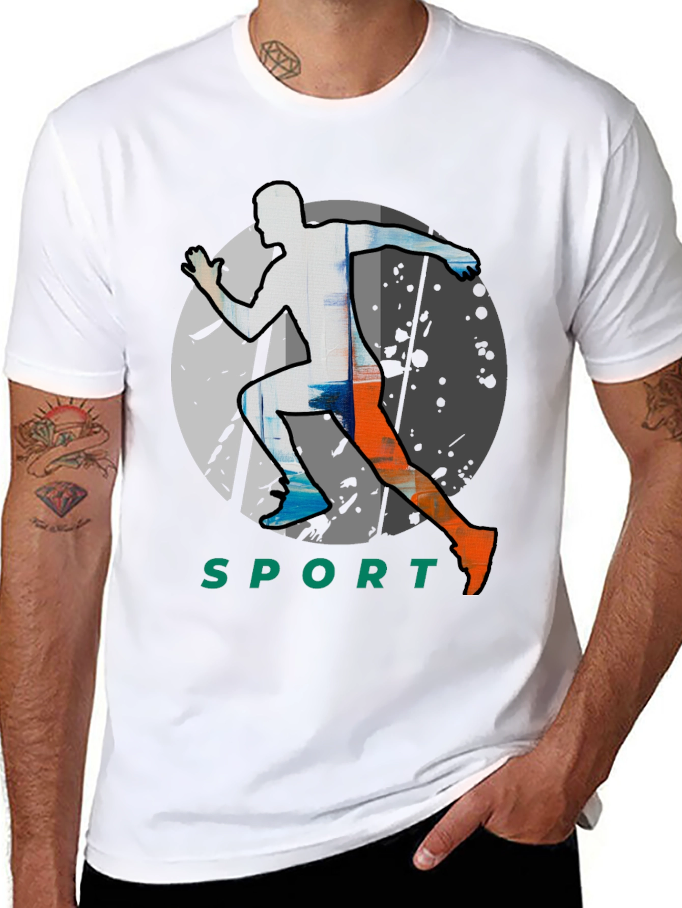 Men's Black Graphic Tee - Sport Runner Design - 8