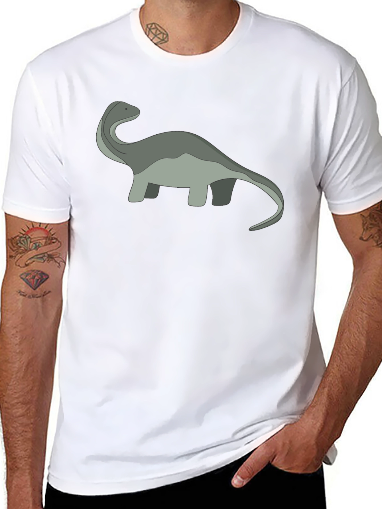 Black Cartoon Dinosaur Graphic Tee - Black view 8