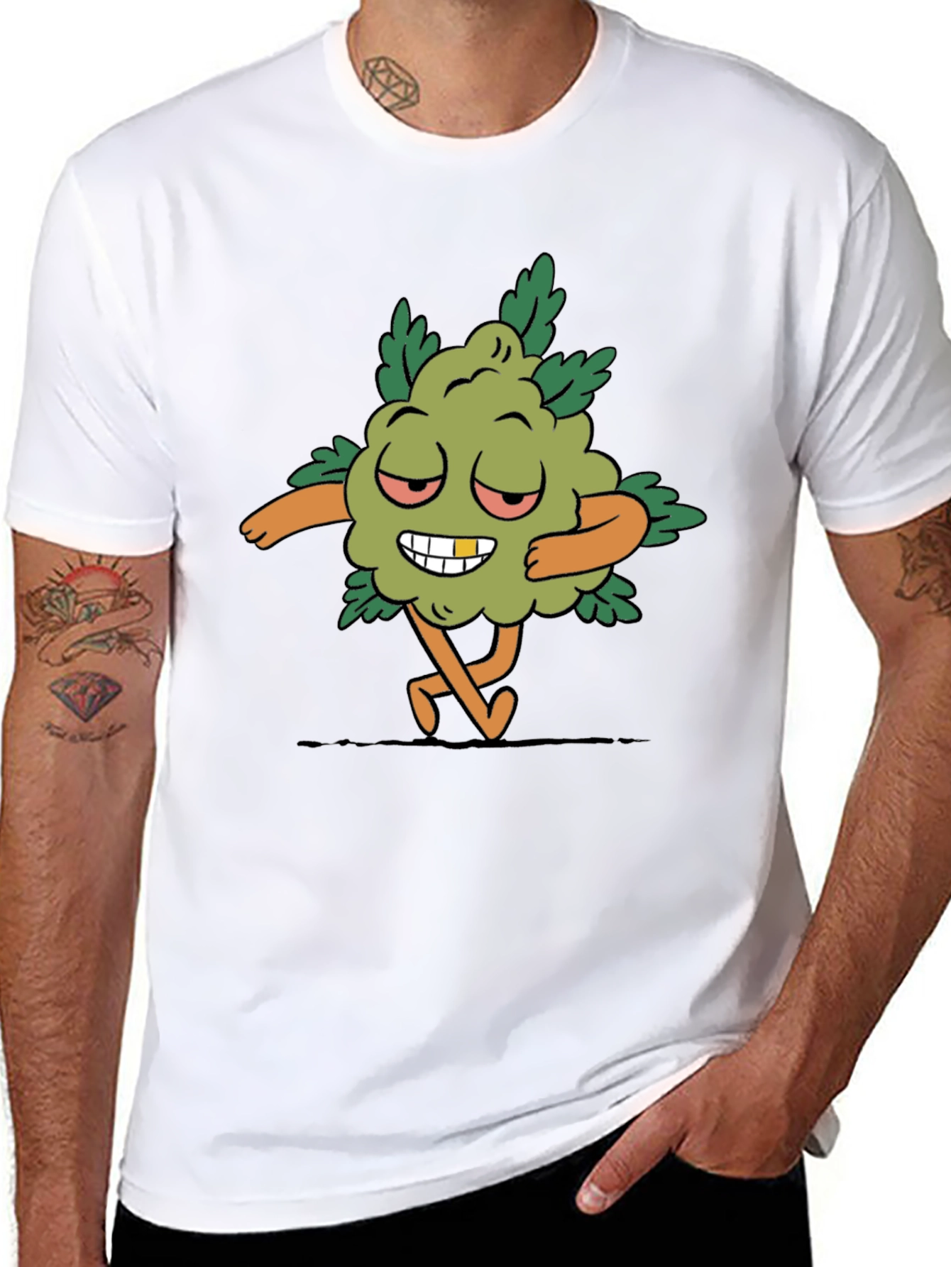 Black Cartoon Weed Bud T-Shirt view 8