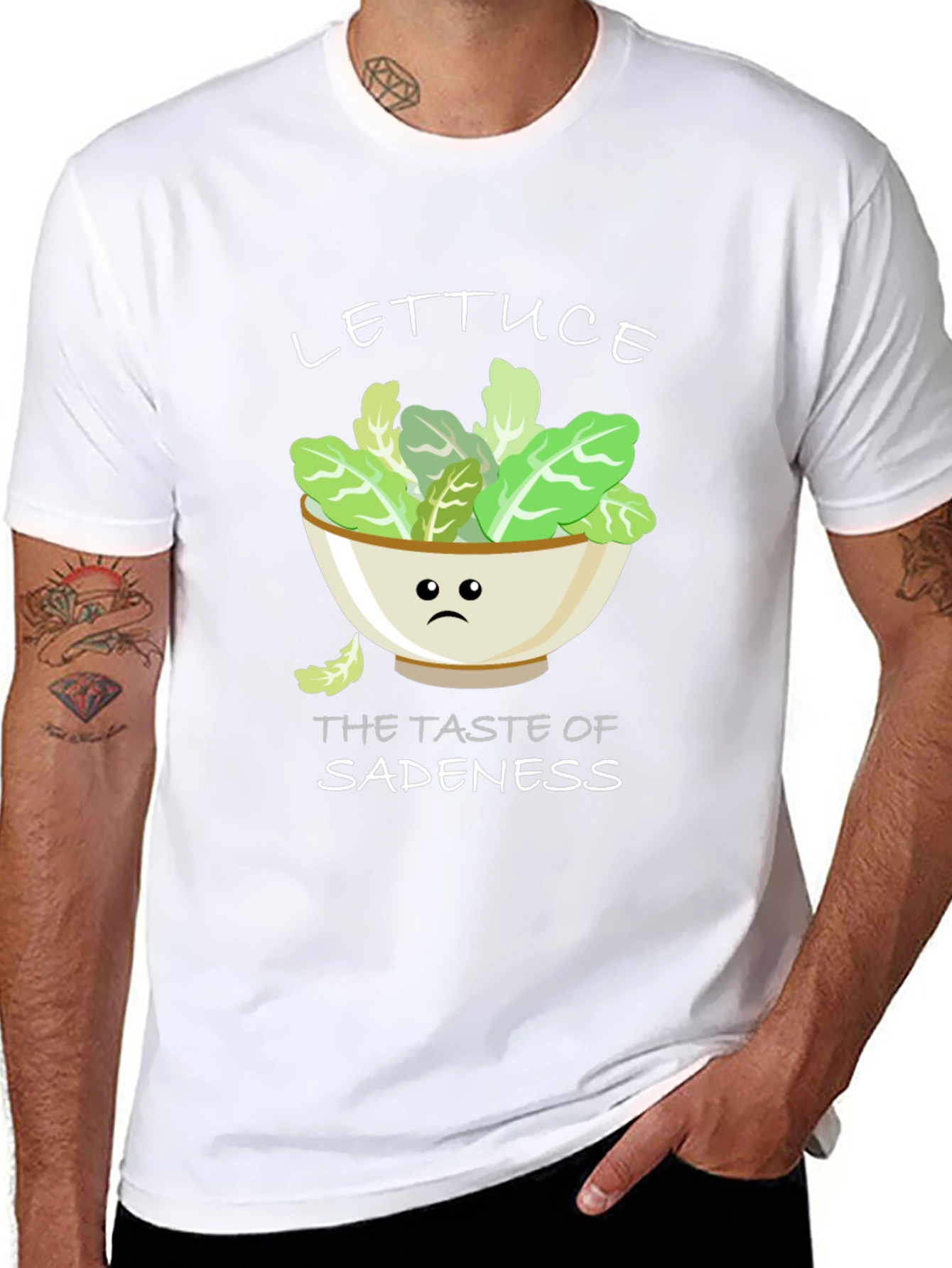 Black Lettuce Sadness T-Shirt - Funny Foodie Tee view 8