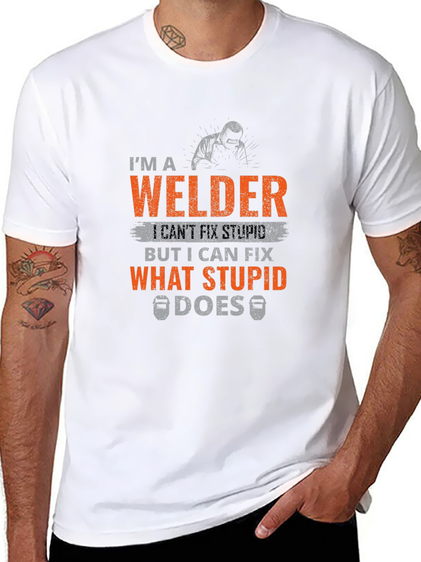 Black Welder T-Shirt - I Can Fix What Stupid Does view 8