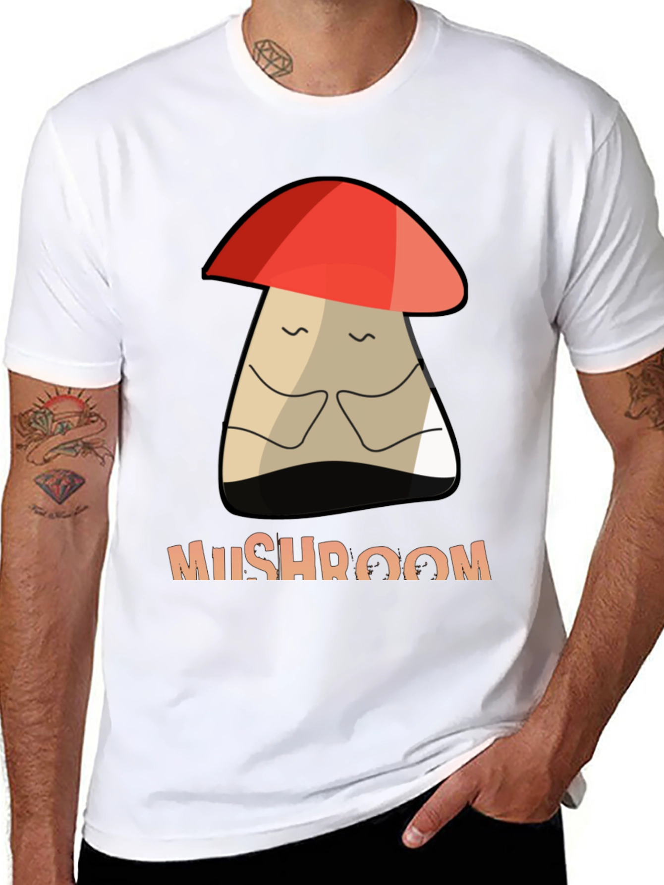 Black Mushroom Graphic Tee - Unisex Cotton T-Shirt view 8