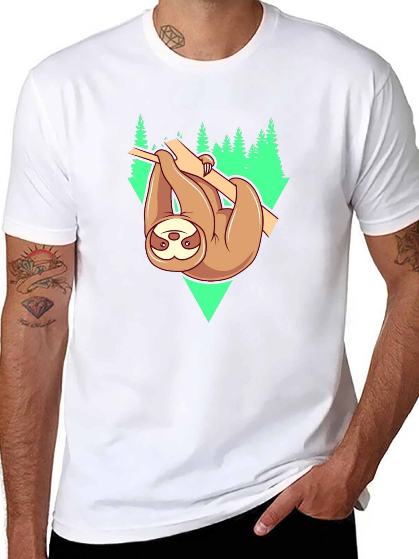 Black Sloth Hanging From Tree Graphic Tee view 8