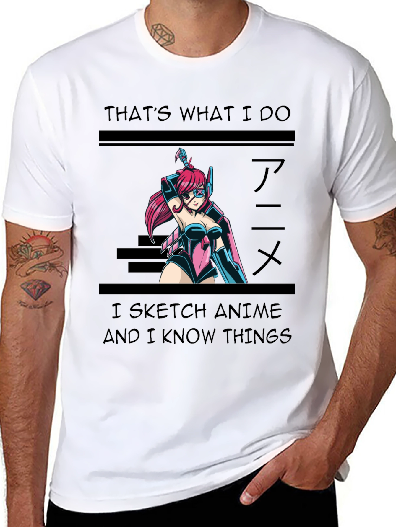 Black Anime Sketch T-Shirt - 'That's What I Do' view 8