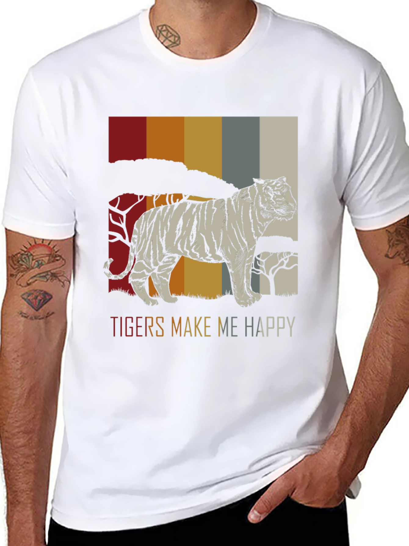 Black Tigers Make Me Happy Graphic Tee - Retro Style view 8