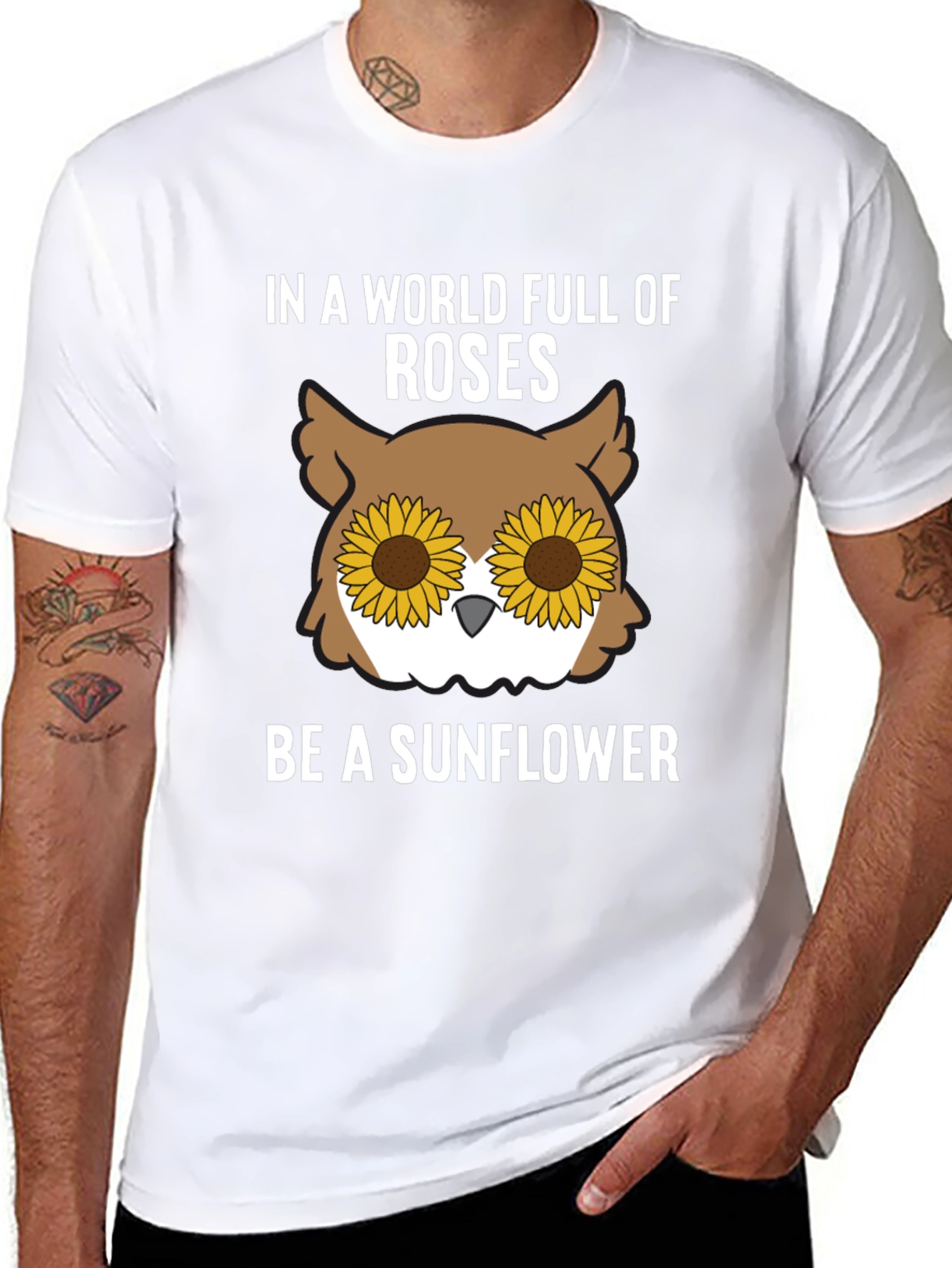 Black Sunflower Owl Graphic Tee - Be a Sunflower view 8