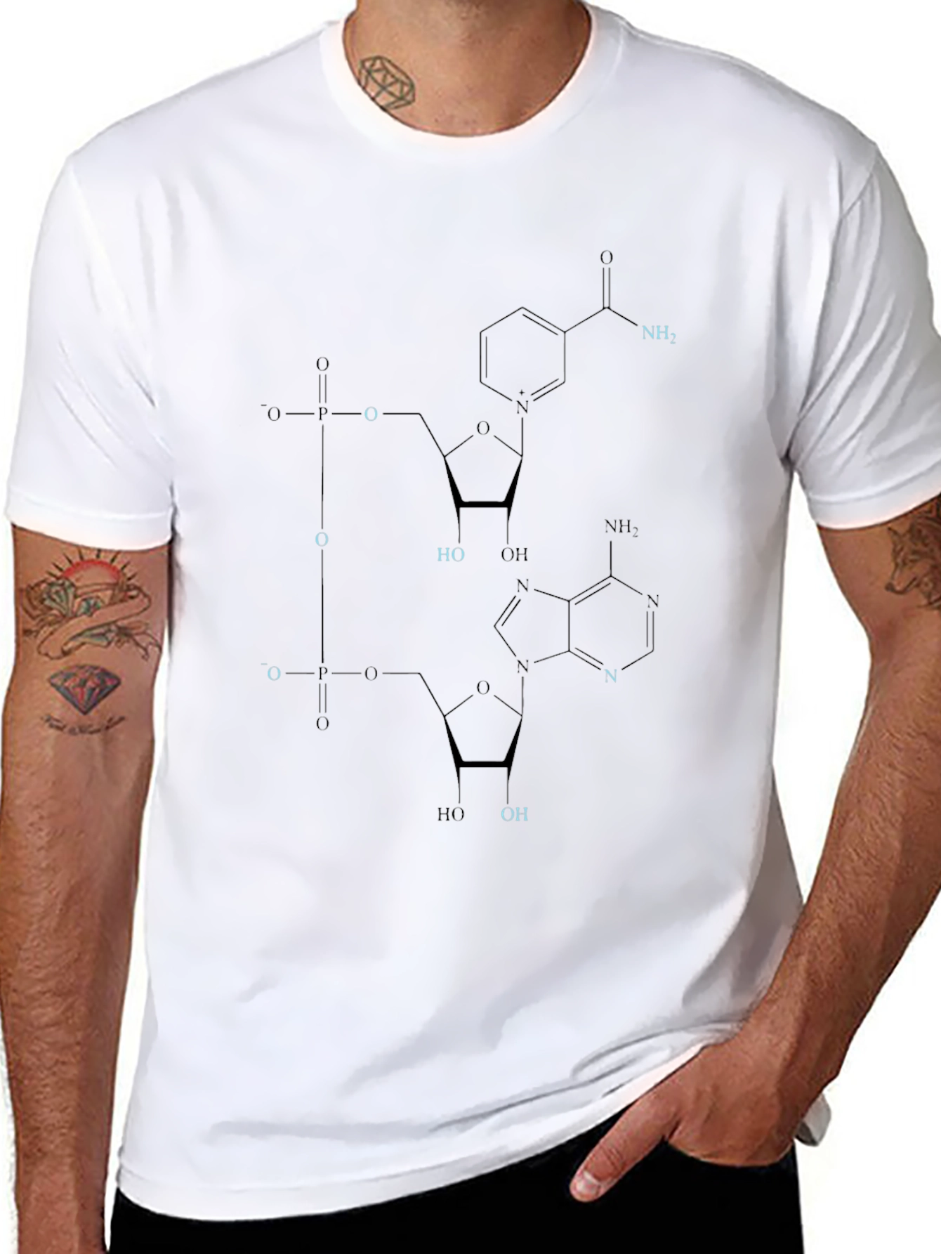 Black Molecular Formula Black T-Shirt view 8