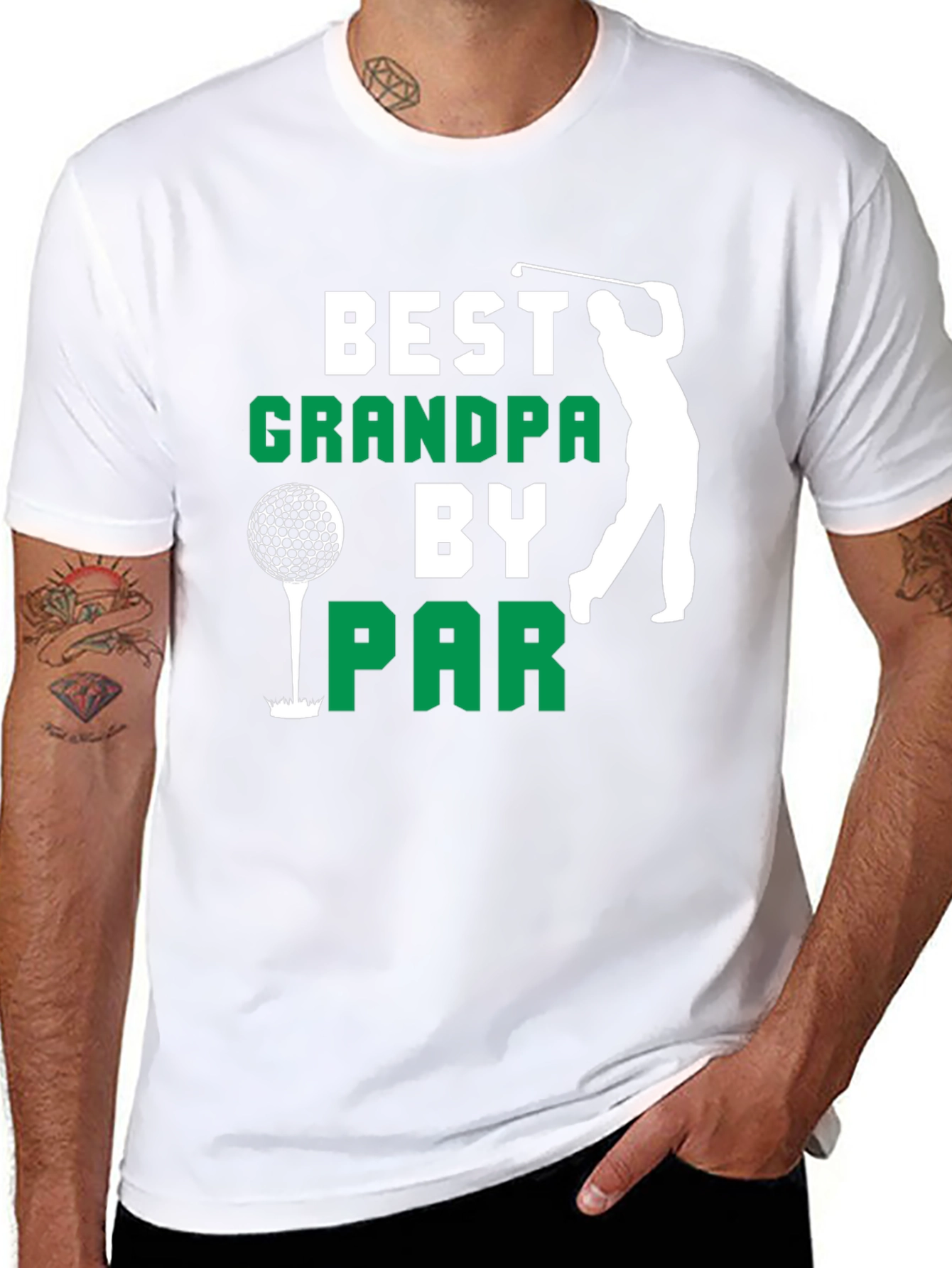 Black Best Grandpa By Par Golf T-Shirt view 8