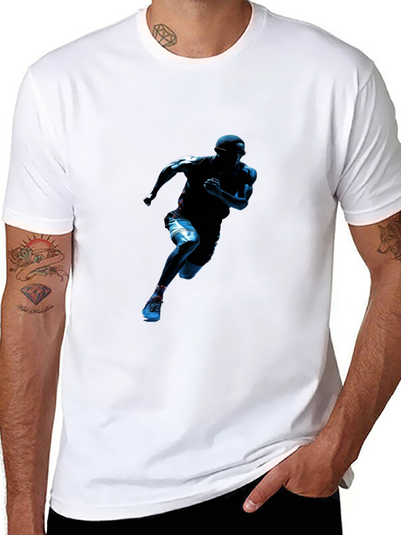 Black Running Man Graphic Black T-Shirt view 8