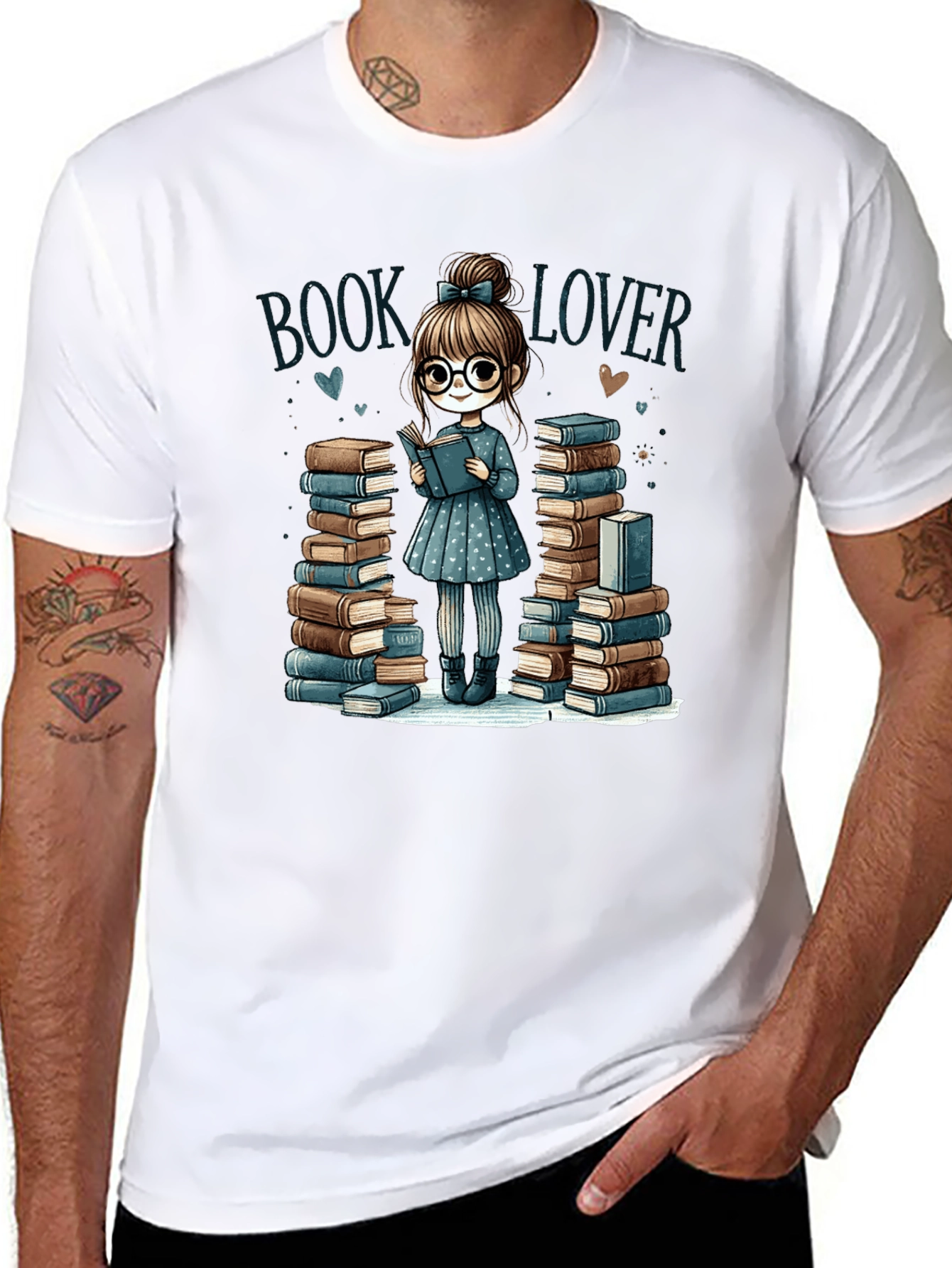 Black Book Lover T-Shirt: Adorable Reader Design view 8
