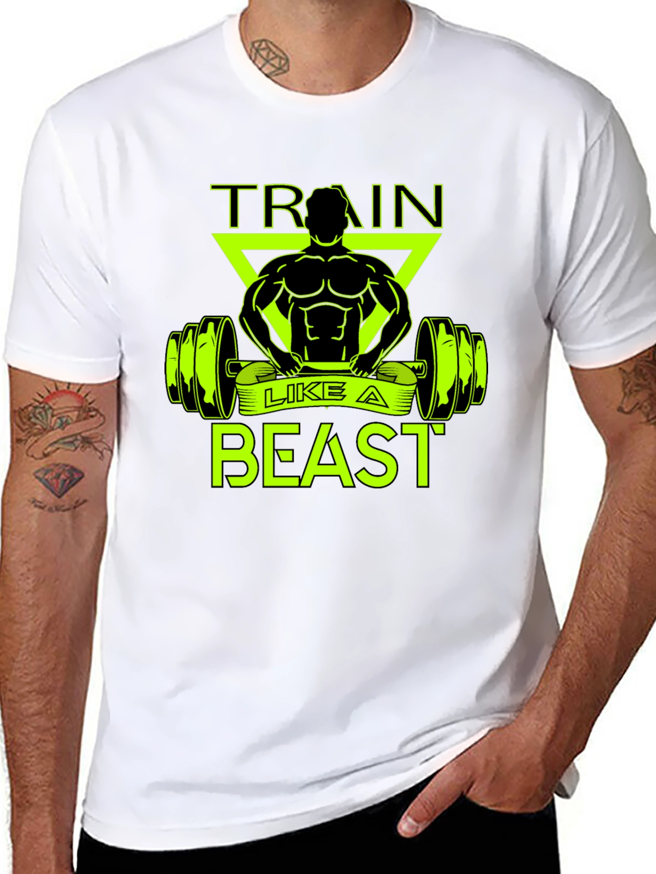 Black Train Like A Beast Black Graphic Tee view 8