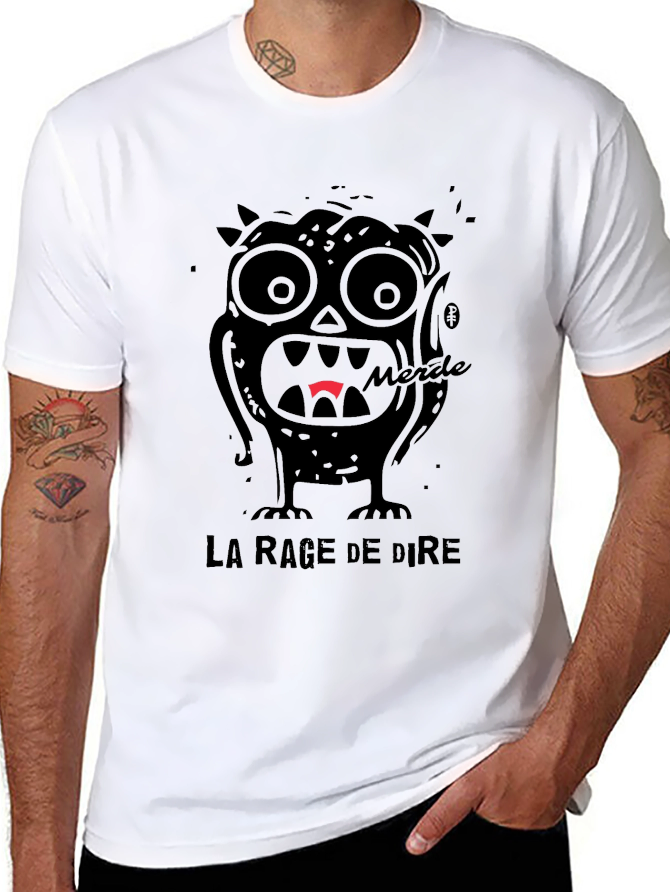 Black Merde Rage de Dire Graphic Tee - Black Cotton Blend Shirt view 8
