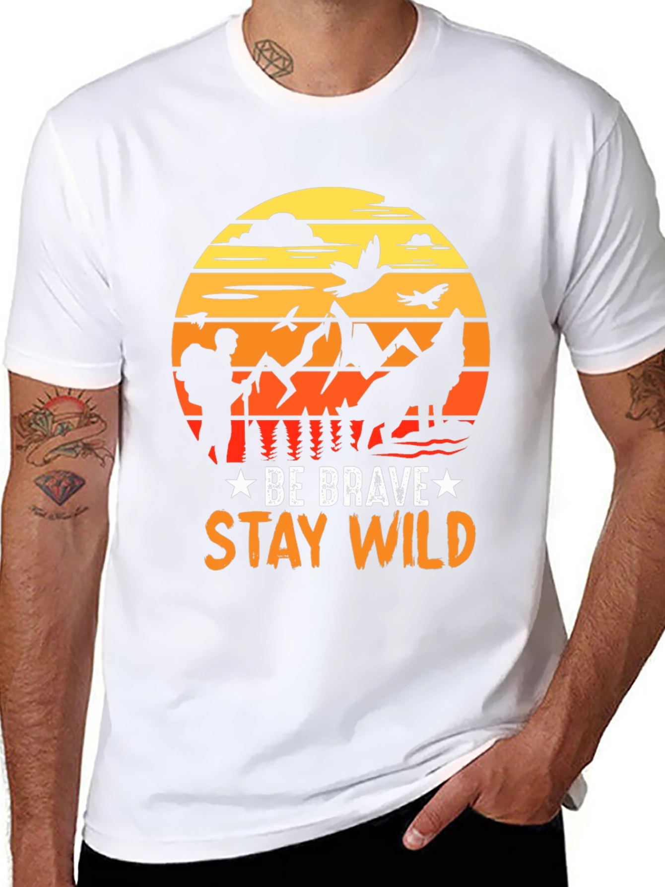 Black Be Brave Stay Wild Graphic Tee - Adventure T-Shirt view 8