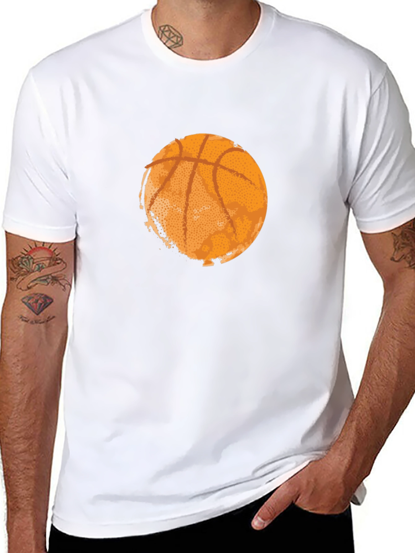 Black Basketball Graphic Tee - Black Cotton T-Shirt view 8
