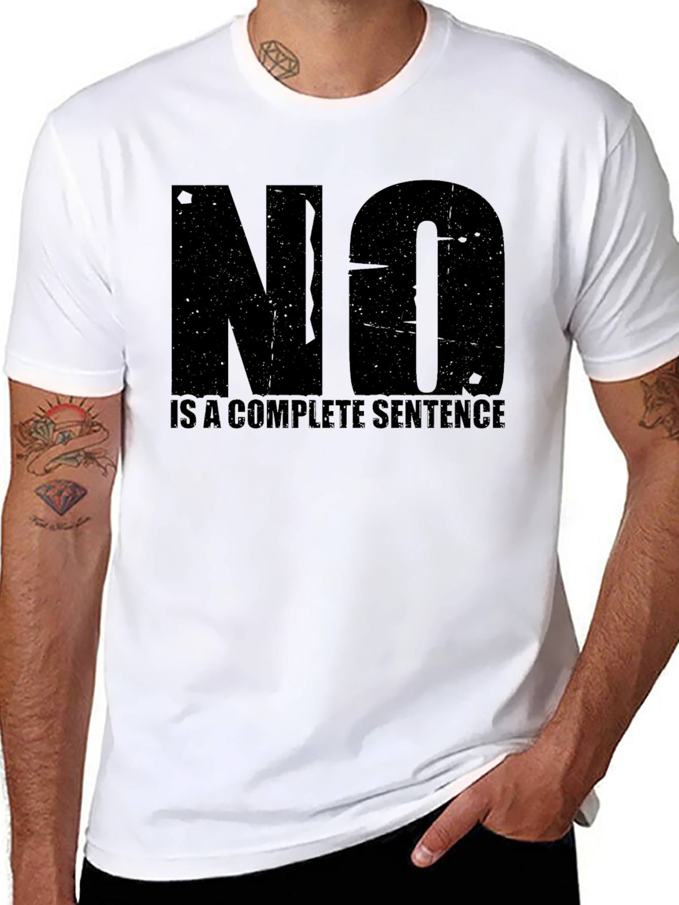Black Statement T-Shirt: "NO" is a Complete Sentence view 8