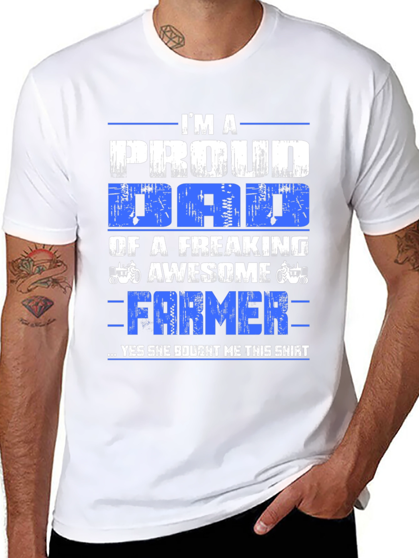 Black Proud Dad Farmer T-Shirt - Black Cotton Blend view 8