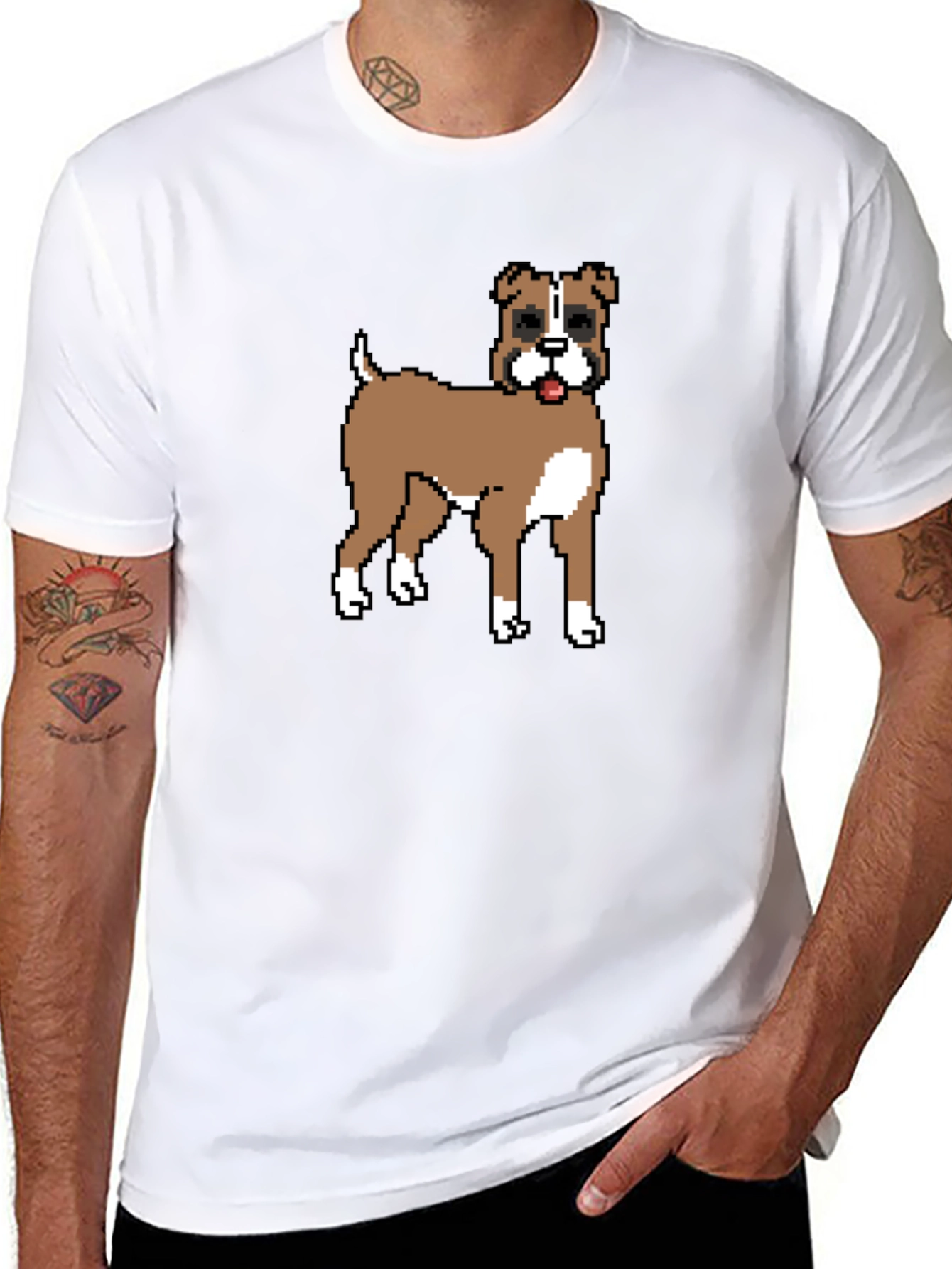 Black Pixel Dog Graphic Tee - Black Casual Shirt view 8