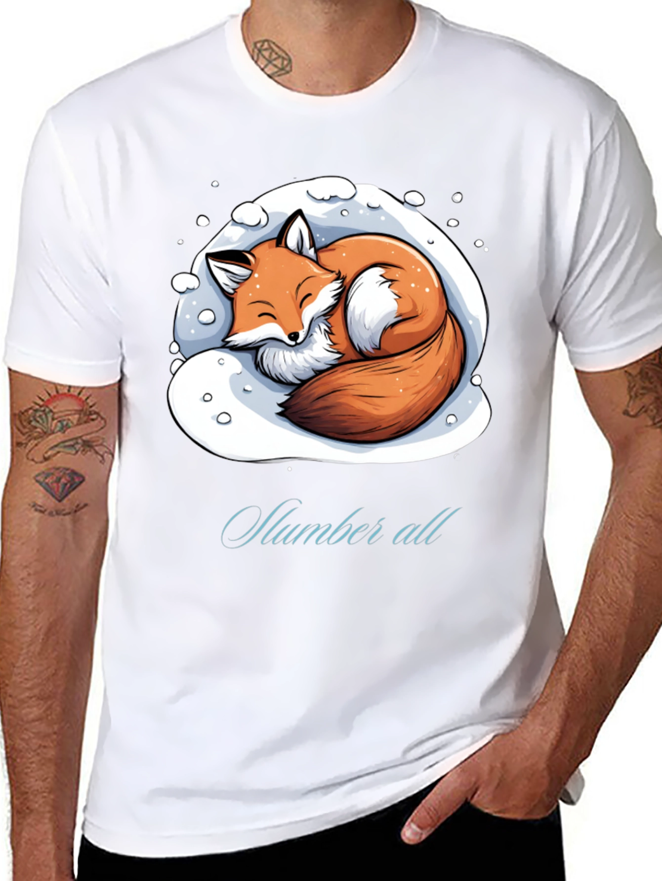 Black Cozy Fox Slumber All T-Shirt view 8