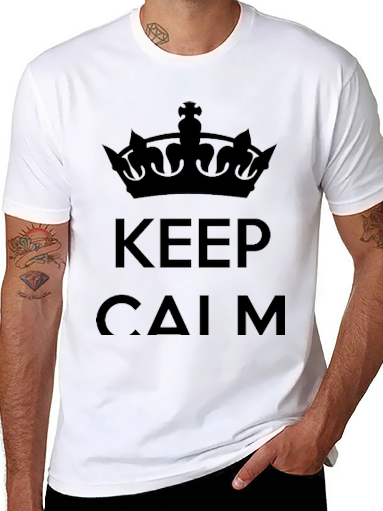Black Keep Calm Crown Graphic Tee view 8