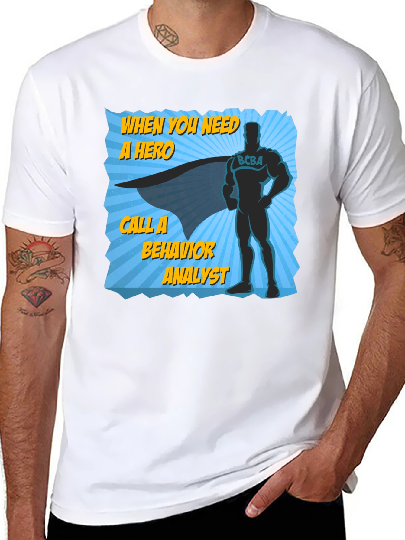 Black Behavior Analyst Hero T-Shirt view 8