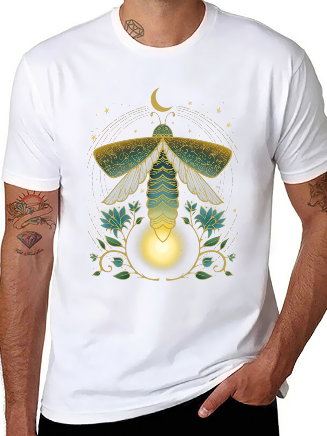 Black Mystic Moth Graphic Tee - Unique Print view 8