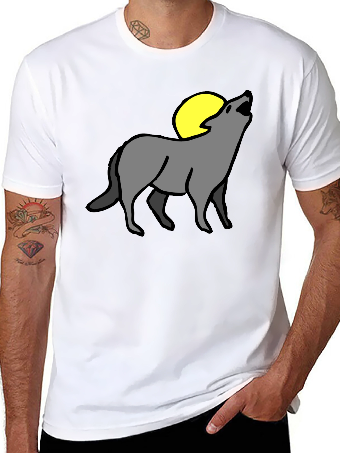 Black Wolf Moon Graphic Tee - Black Cotton Blend view 8