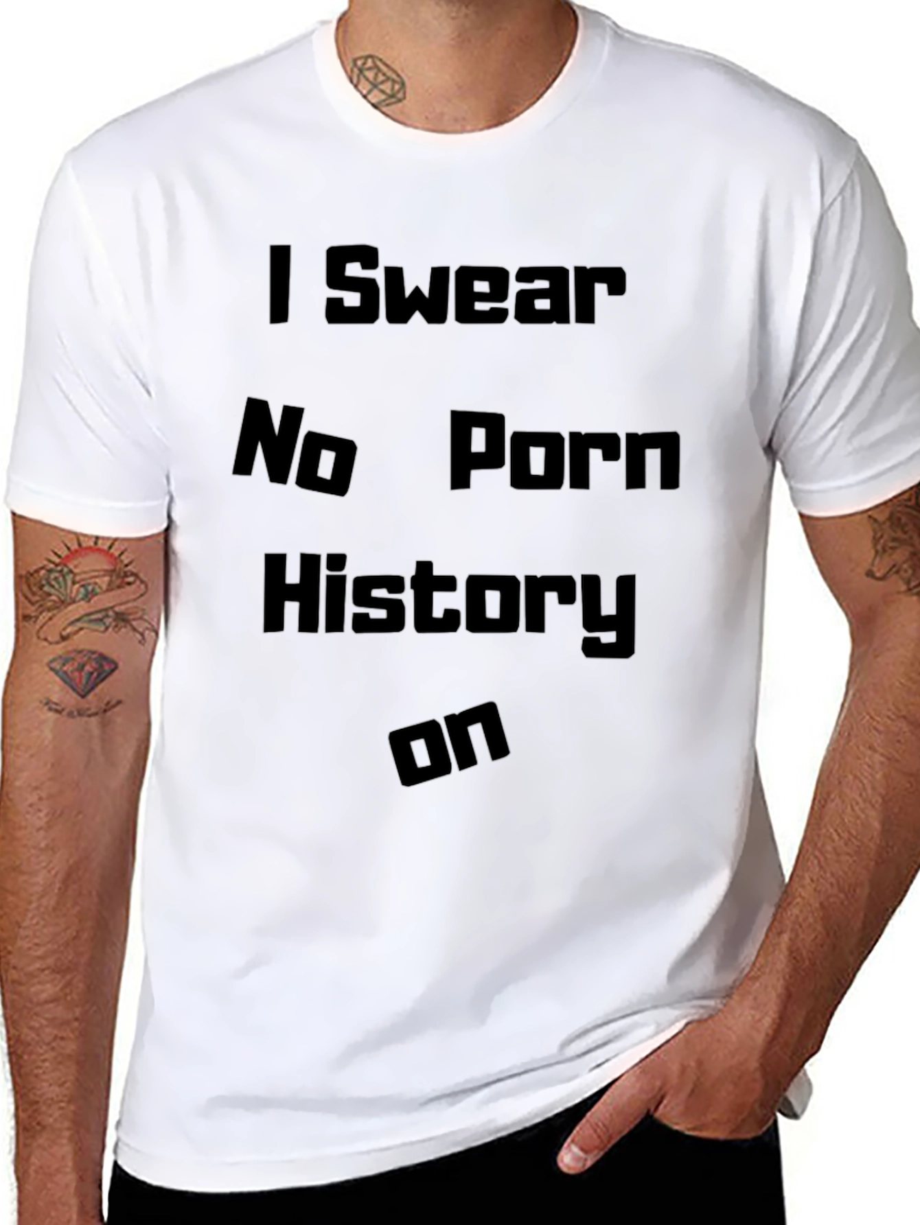 Black I Swear No Porn History T-Shirt - Black Humor Tee view 8