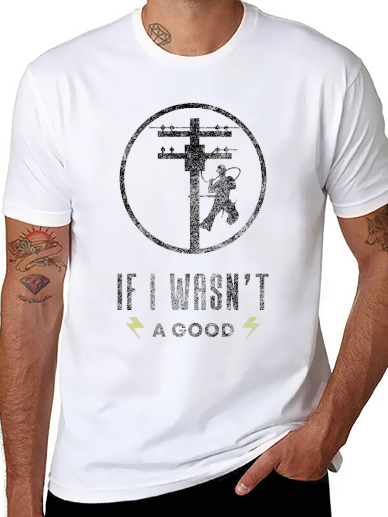 Black Electrician T-Shirt - "If I Wasn't A Good..." view 8